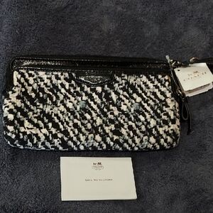 Coach Black and White Tweed Clutch